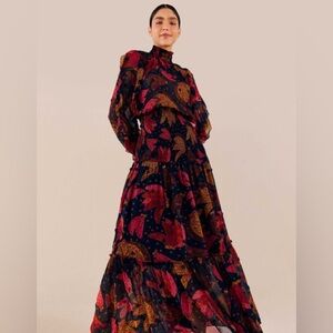 FARM Rio Patchwork bananas maxi smocked dress